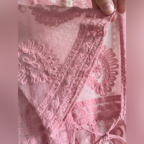 Forgotten Grace Womens Pink Lace Kimono Fairy Core Boho Festival Ethereal Small - Picture 7 of 9